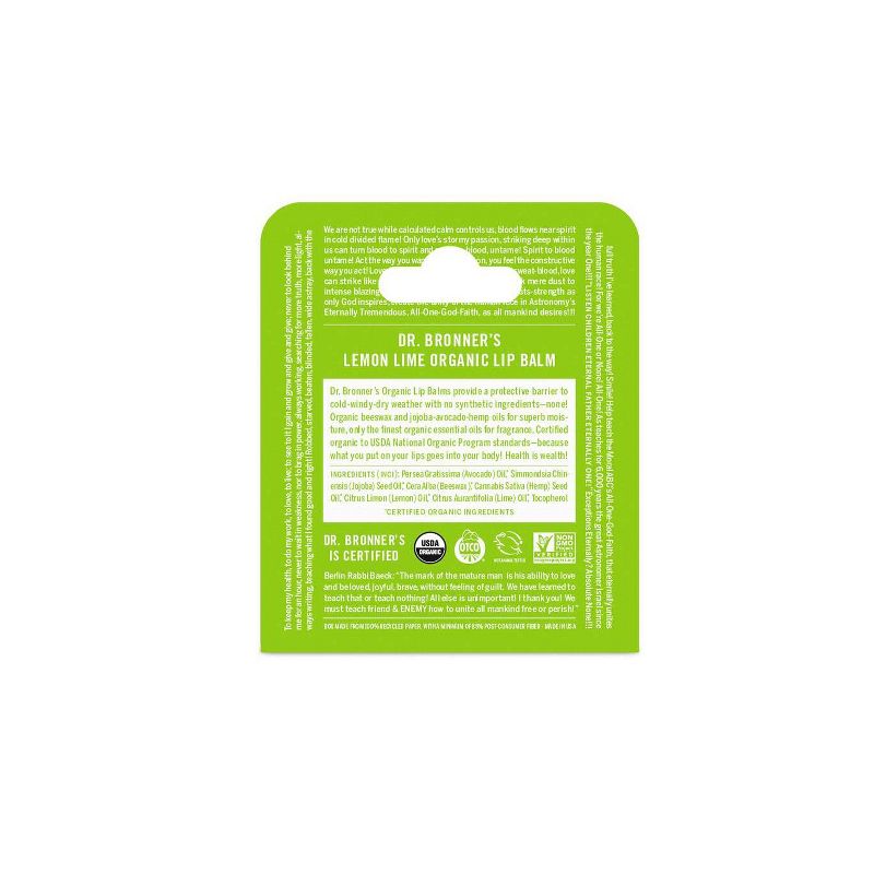 Dr. Bronner's Organic Lip Balm - Lemon Lime - 0.15oz