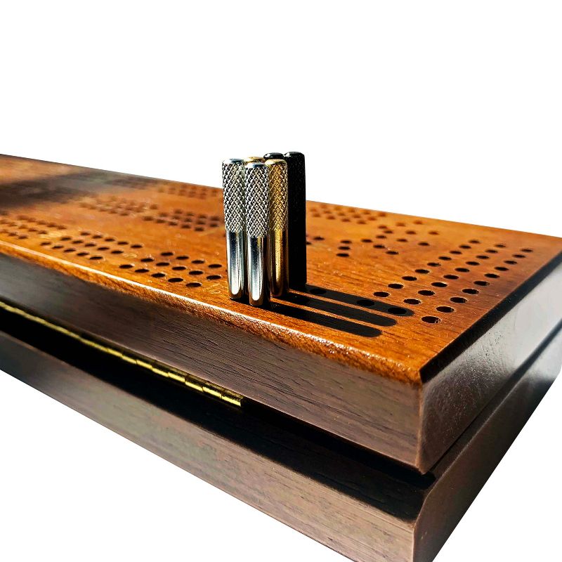 WE Games Machined Metal Cribbage Pegs in Velvet Pouch - Set of 6 (2 Brass, 2 Chrome, 2 Black)