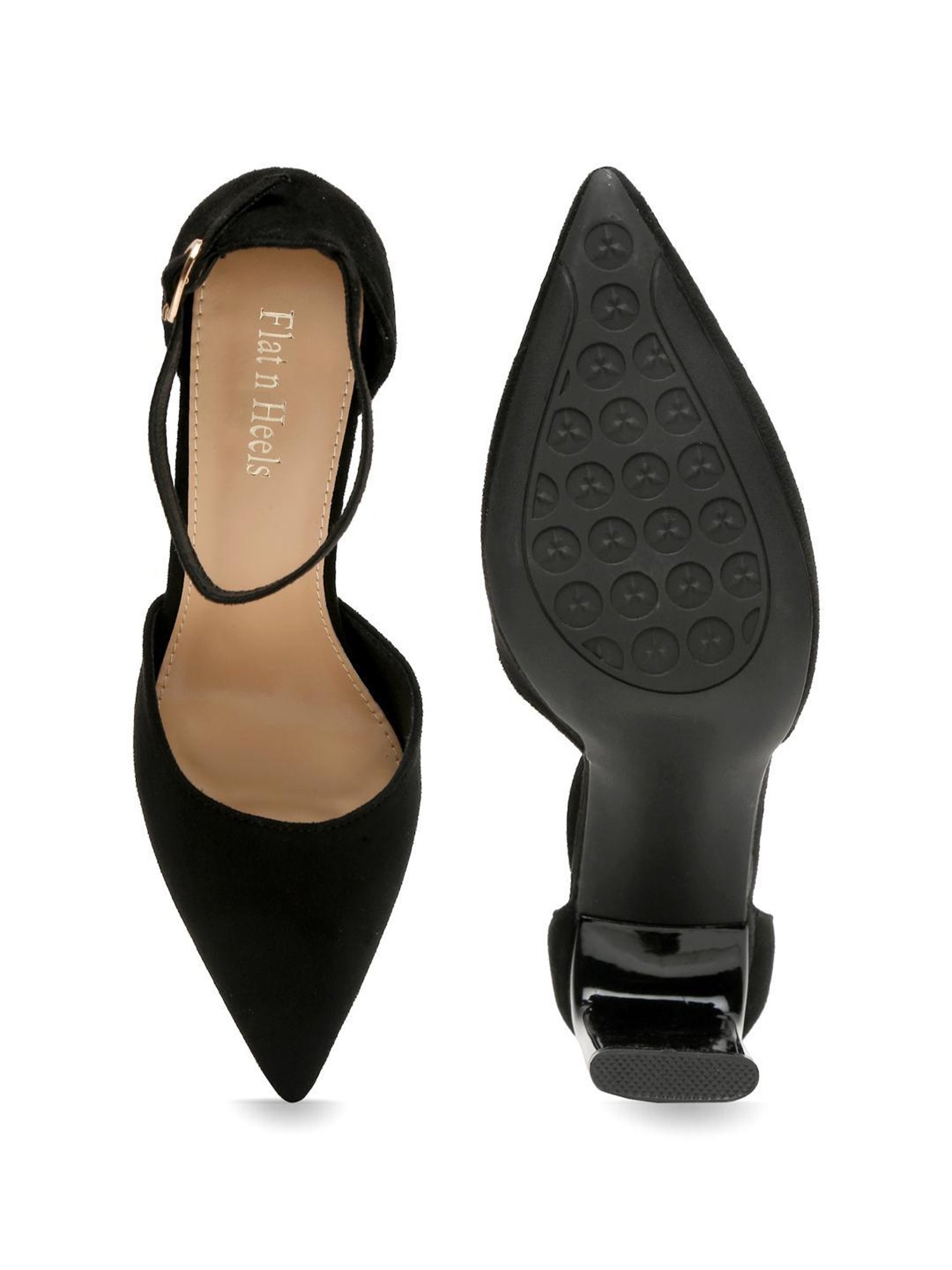 Flat N Heels Women's Black Ankle Strap Sandals