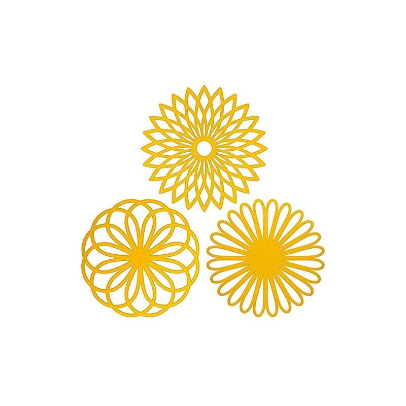 3 Set Silicone Multi-Use Flower Trivet Mat - Premium Quality Insulated Flexible Durable Non Slip Coasters Hot Pads Yellow