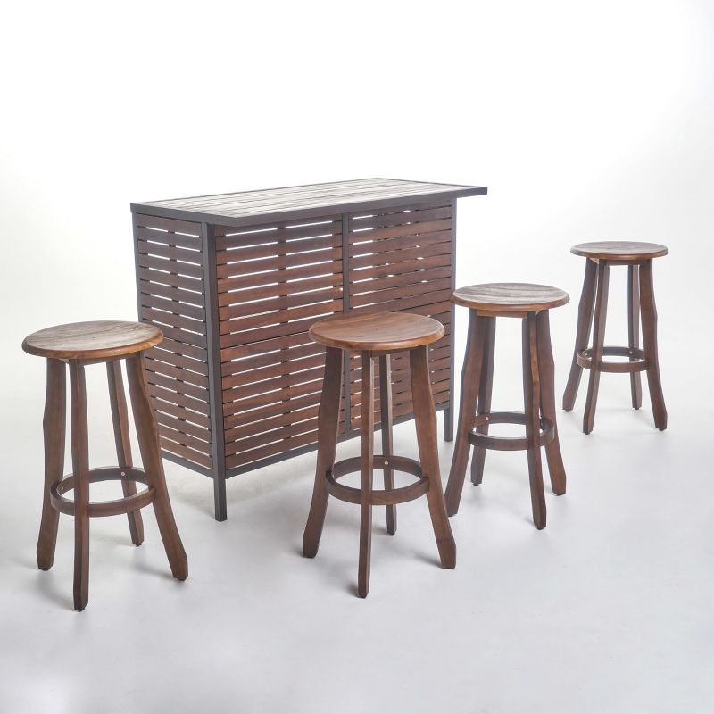 Toranto 3pc All-Weather Wicker Bar Island Set - Brown - Christopher Knight Home