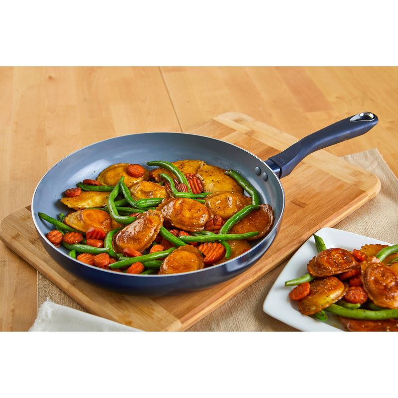 IMUSA 12" Ceramic Fry Pan with Soft Touch Handle Blue