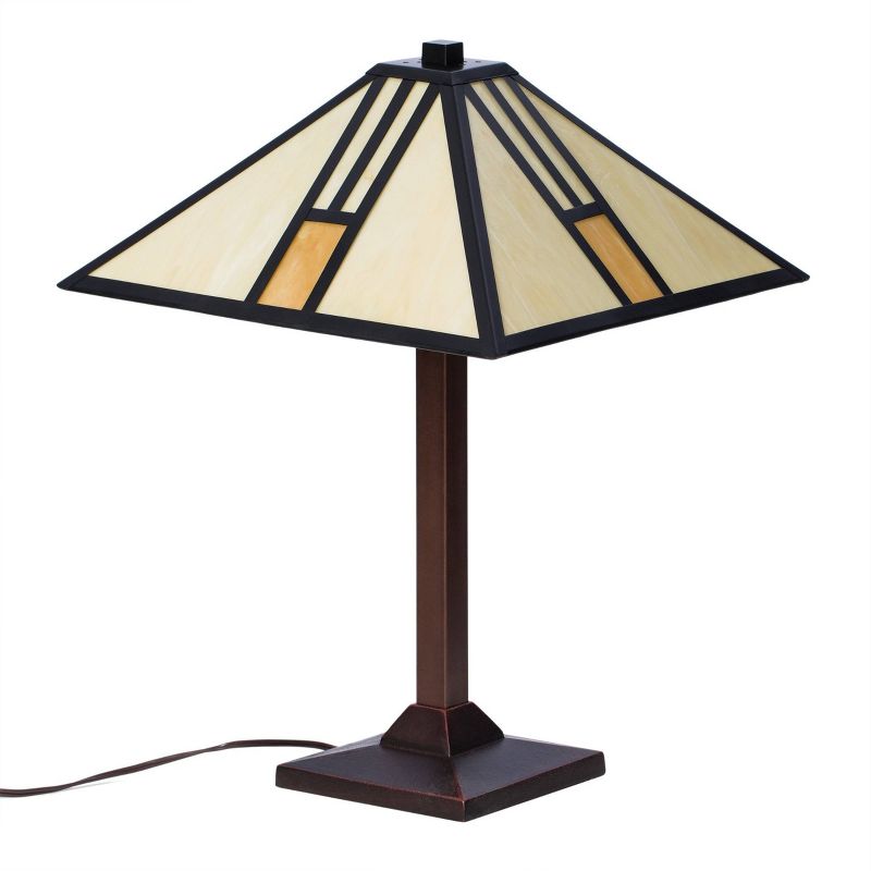 18" x 18" x 25" Elinpelin Bronze Metal and Glass Table Lamp Beige/Brown - Warehouse of Tiffany