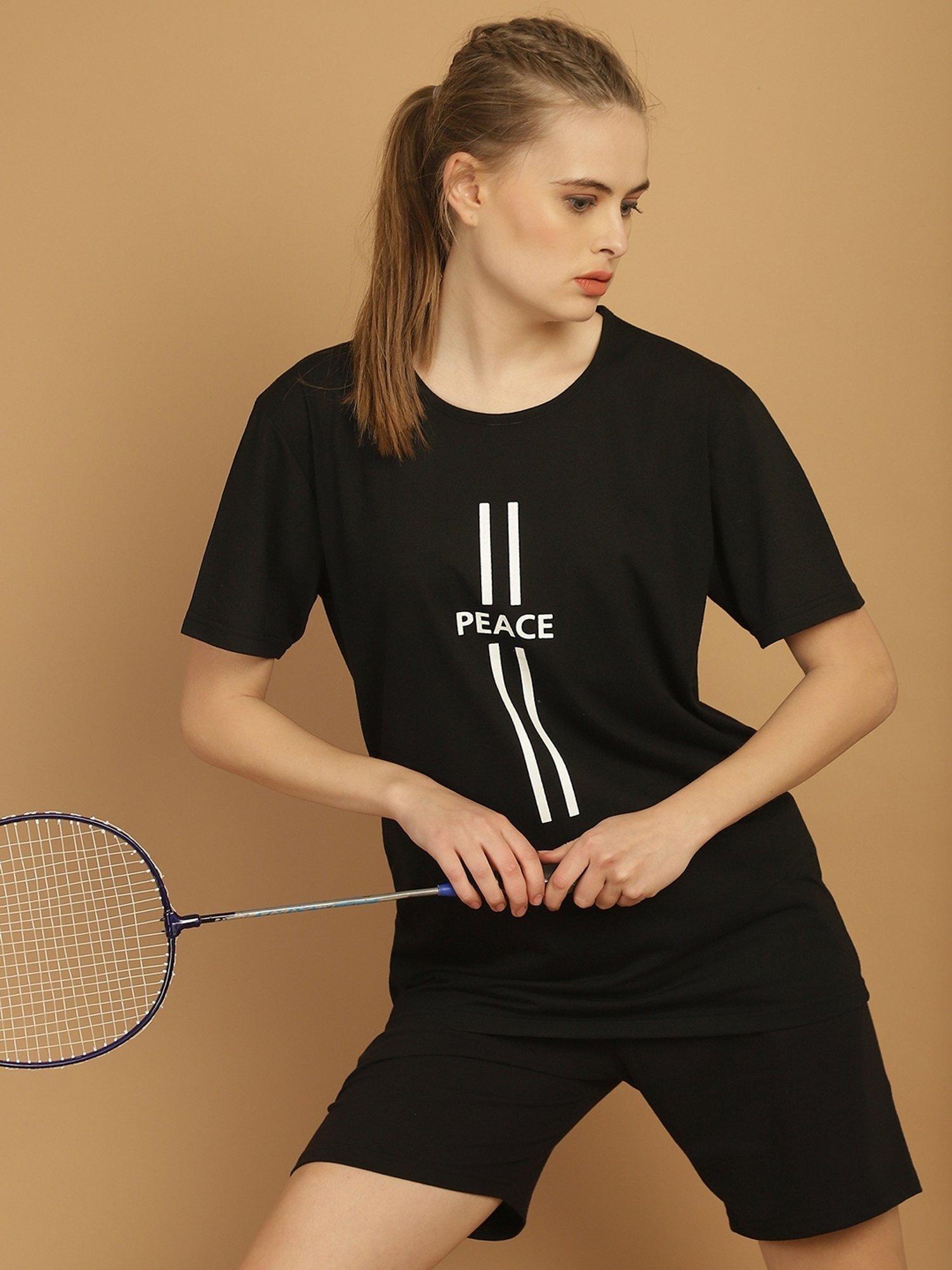 Vimal Jonney Black Cotton Printed T-Shirt & Shorts Set