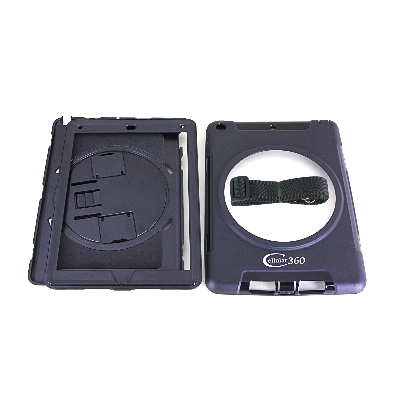 Cellular360 Apple iPad 9.7 2017 2018, iPad 5th Gen., iPad 6th Gen. Shockproof Case with 360 Degrees Rotatable Kickstand, Adjustable Handle and Shoulder Strap