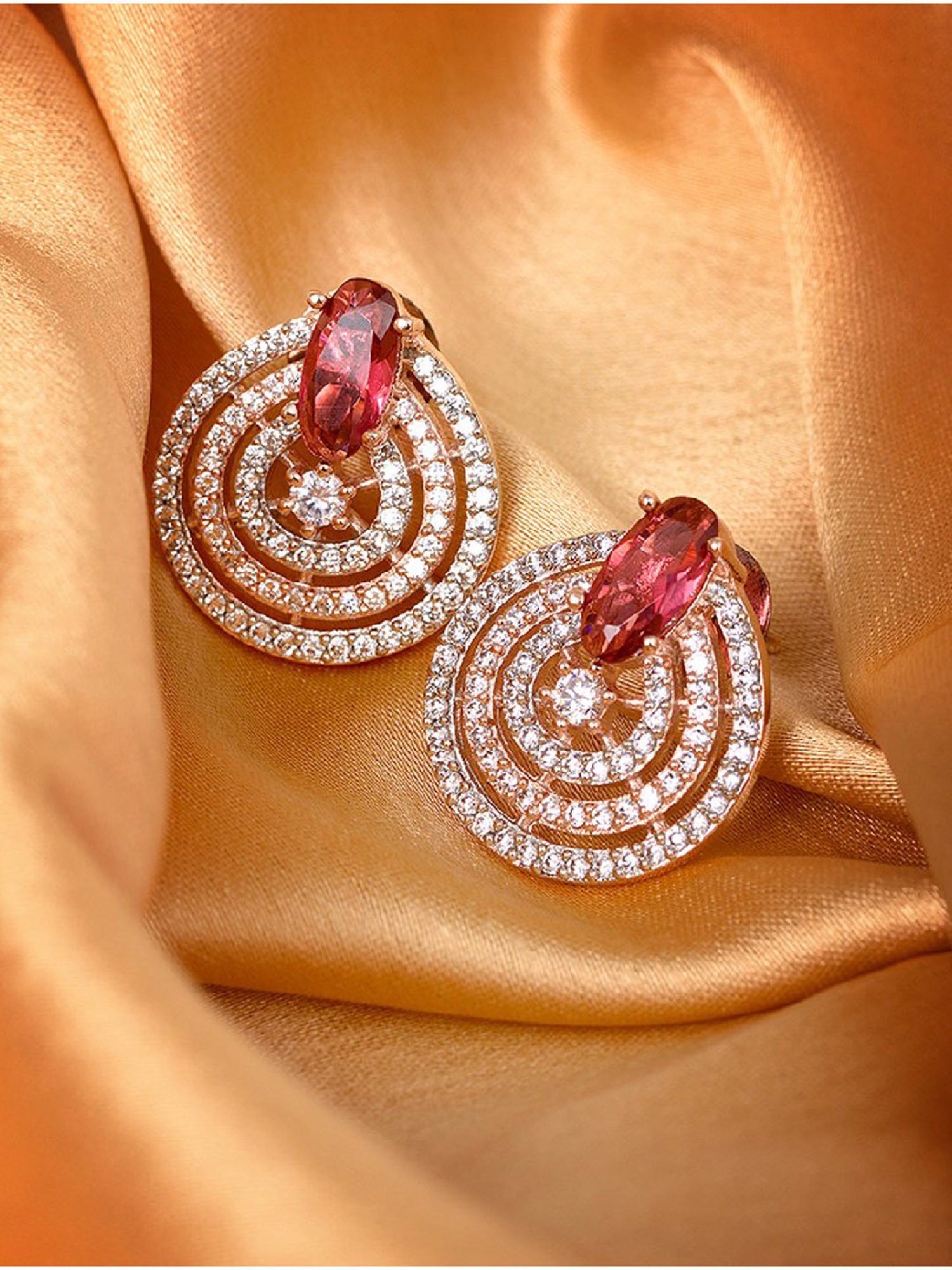Saraf RS Jewellery Rose Gold White AD Studded Studs Earrings