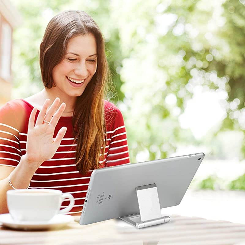 Phone Stand for Desk  Phone Dock Portable Cell Phone Holder Adjustable Cell Phone Stand Aluminum Stand Cradle Compatible for Phone 12 11 Xs Max XR X 8 7 6 Plus All Smartphones Silver