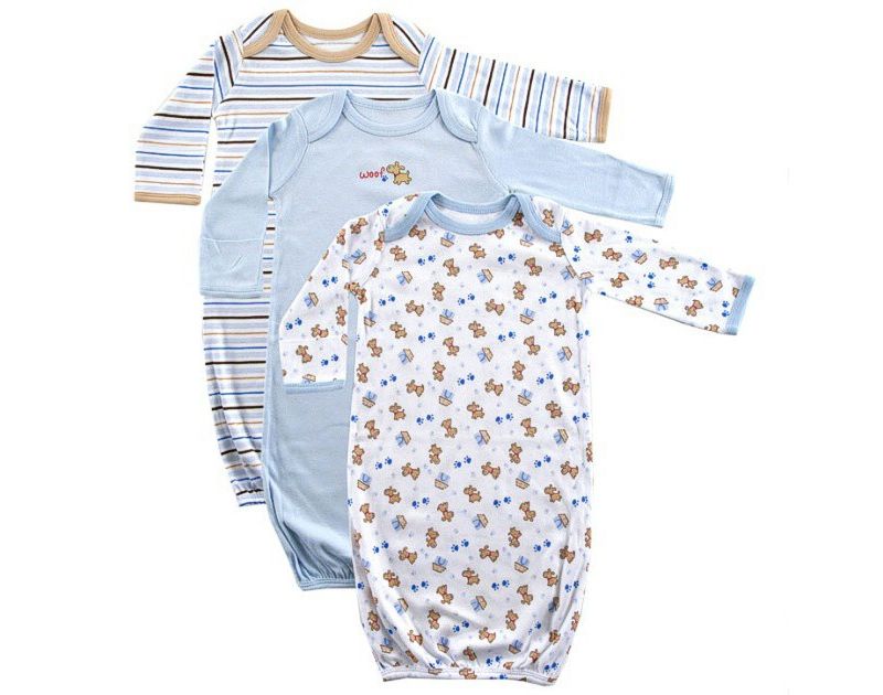 Luvable Friends Baby Boy Cotton Long-Sleeve Gowns 3pk, Little Man, 0-6 Months