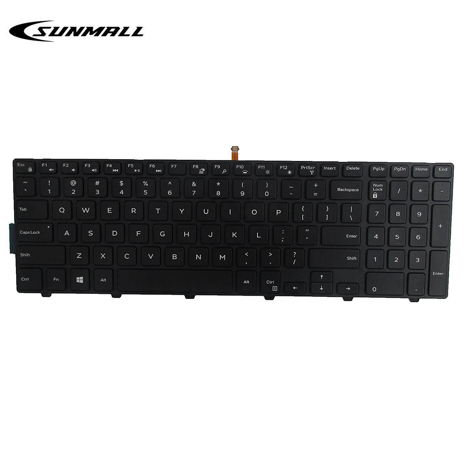 SUNMALL New laptop Notebook Replacement Keyboard with backlit for Dell Inspiron 15 3000 3541 3542 3552 5000 5547 Black US Layout(6 Months Warranty)