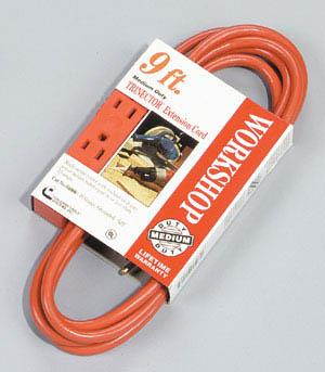 Coleman Cable 9ft. 5.3 Orange Trinector Three-Way Power Extension Cord  04006