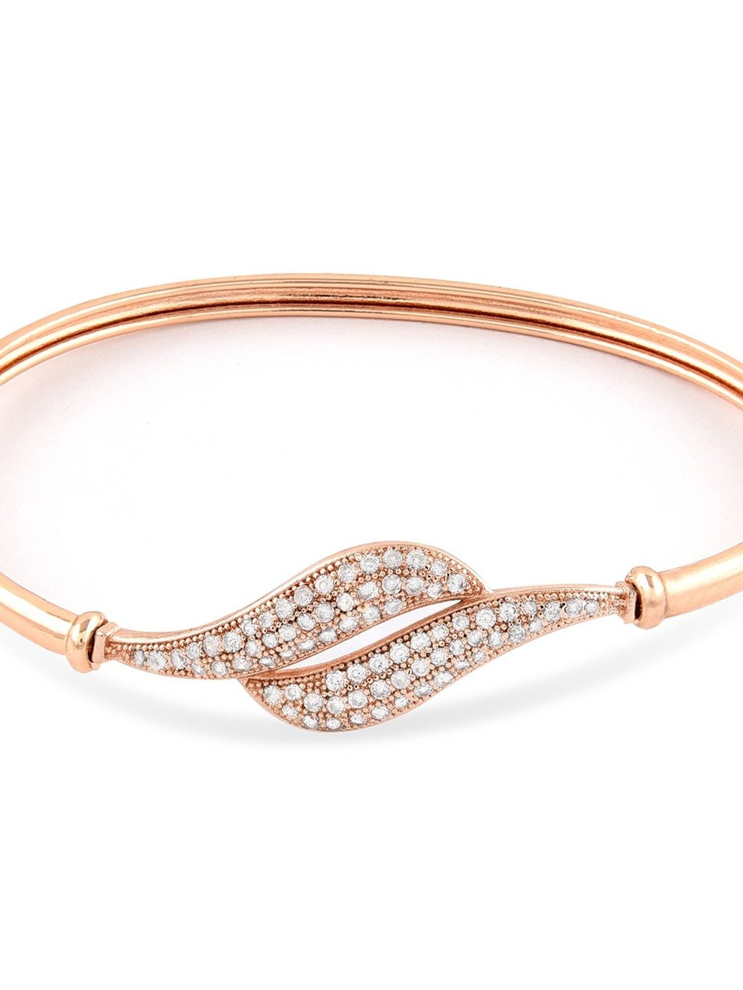 Zaveri Pearls Rose Gold Contemporary Cubic Zirconia Bangle Style Brass Kada-ZPFK10383
