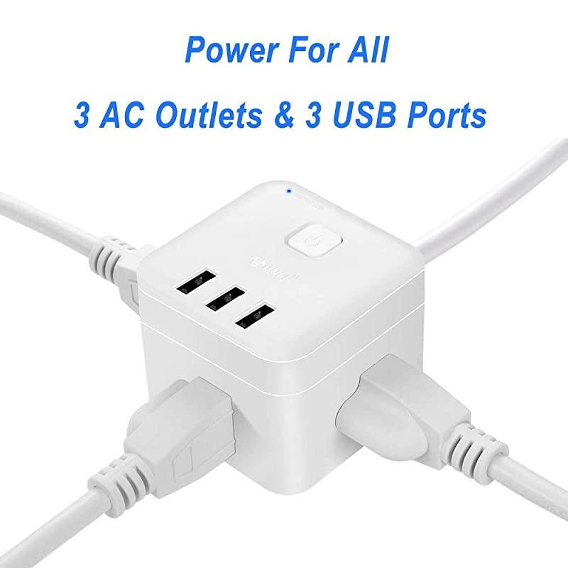 Surge Protector Power Strip with USBDesktop Power Strip with 3 AC Outlets 3 USB Ports Up to 1875W5Ft Extension Cords 360&deg;Rotating Flat Plug for Cruise Ship Travel Home Office2020 Upgraded