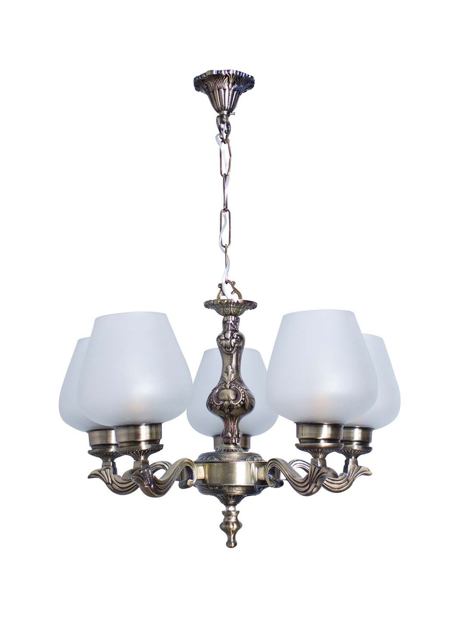 Fos Lighting Antique Brass Finish Allure 5 Light Chandelier - Set of 1