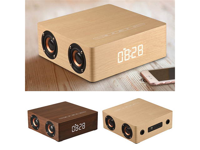 Autofeel Portable Retro Wooden Handsfree Wireless Bluetooth Speaker 3D Stereo Subwoofer Speaker Support TF AUX MP3 Loudspeakers HIFI Stereo Bass Surround Sound Subwoofer Home Mobile Phone Computer