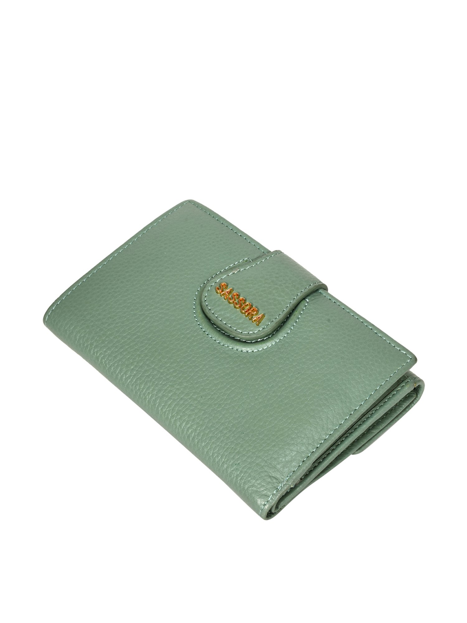 SASSORA Green Solid Rfid Bi-Fold Wallet for Women