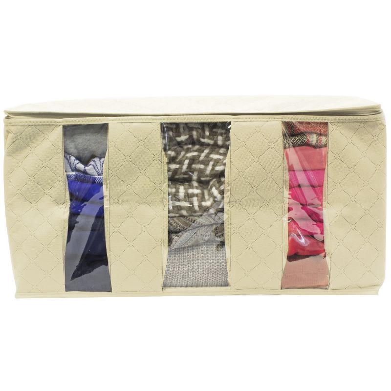 Sorbus 2pk Foldable Fabric Storage Organizer Bag 3 Sectional 24"x11" Beige