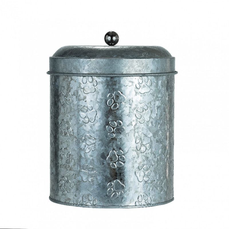 Amici Pet Puppy Paws Galvanized Metal Food Canister, Medium, 104oz