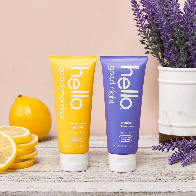 hello Good Morning Fluoride Free Toothpaste - Natural Meyer Lemon + Fresh Mint Vegan & SLS Free - 3oz