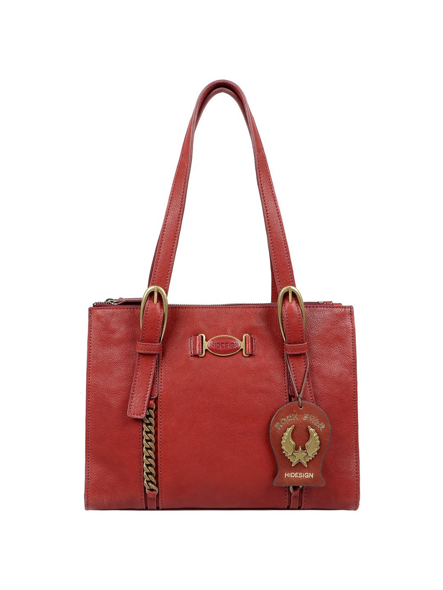 Hidesign Rockstar Metal Red Solid Medium Shoulder Handbag