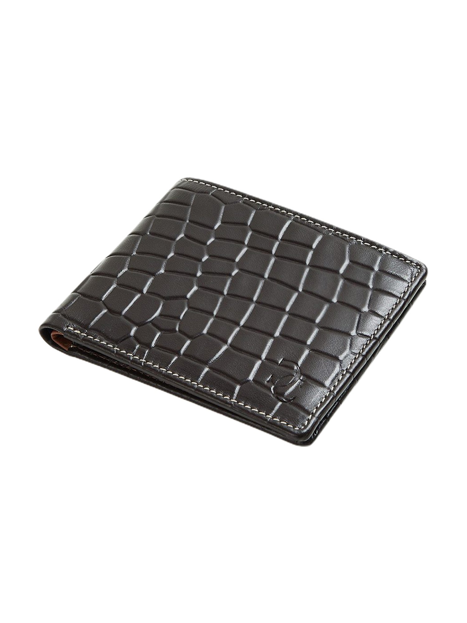 Code by Lifestyle Black Leather Textured Bi-Fold Wallet for Men