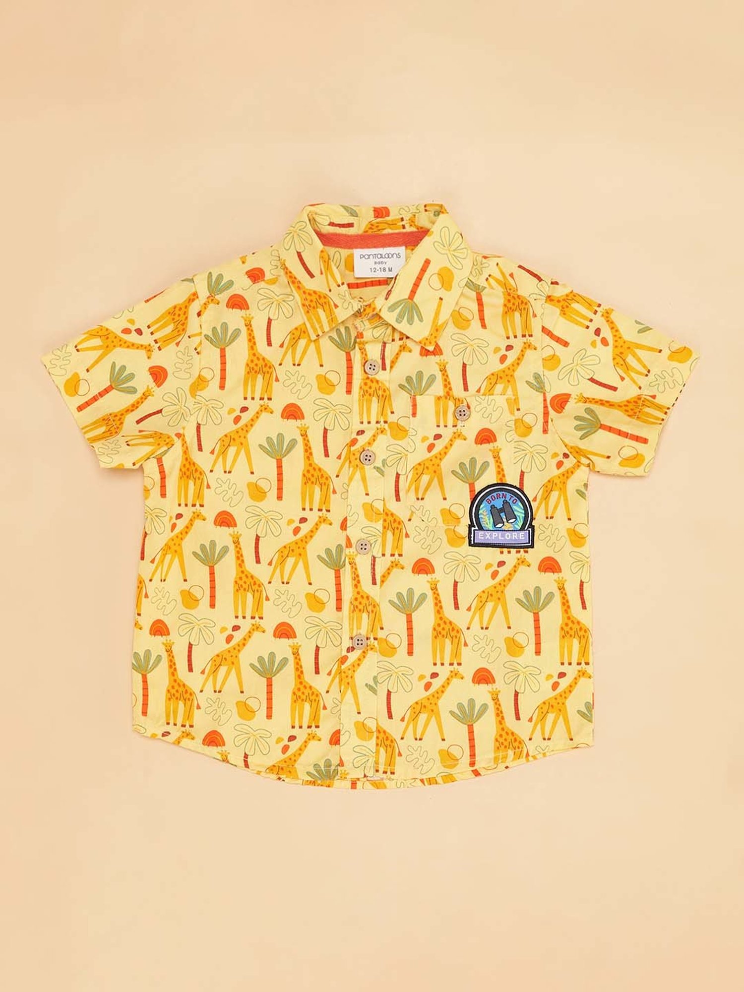 Pantaloons Baby Yellow Cotton Printed Shirt