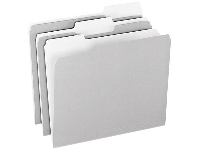 Pendaflex 1521/3GRA Two-Tone File Folders, 1/3 Cut Top Tab, Letter, Gray/Light Gray, 100/Box
