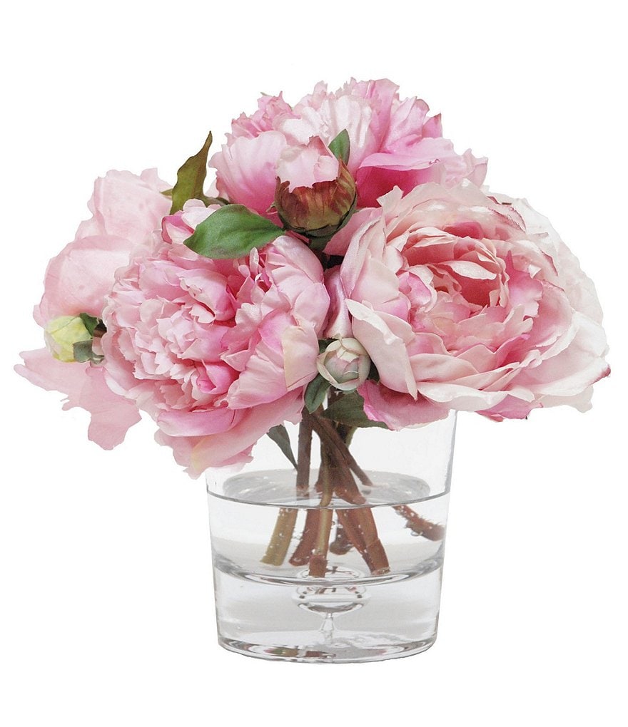 Winward Faux Flowers Peony In Glass Vase