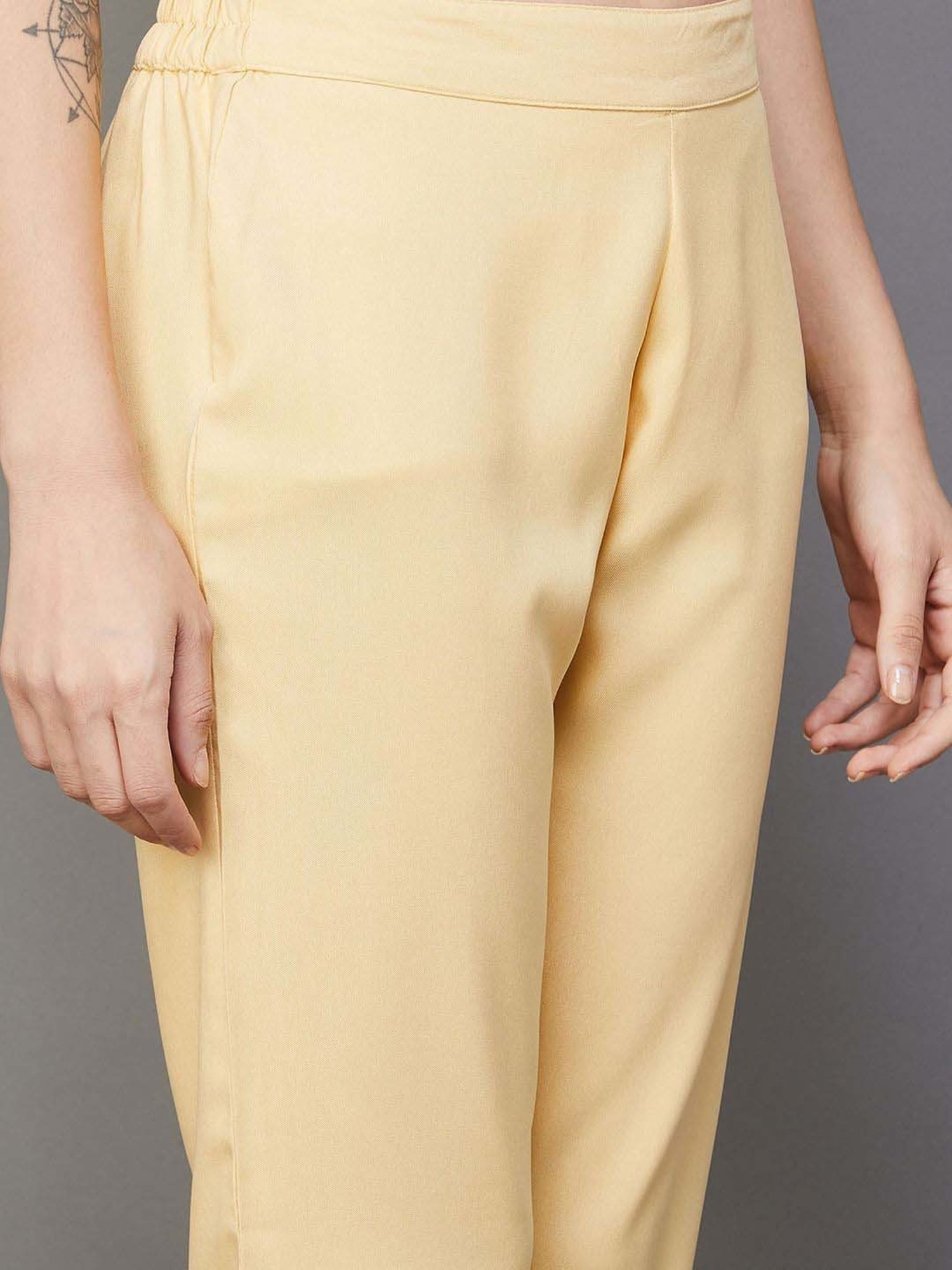 Melange by Lifestyle Yellow Printed Kurta Pant Set With Dupatta