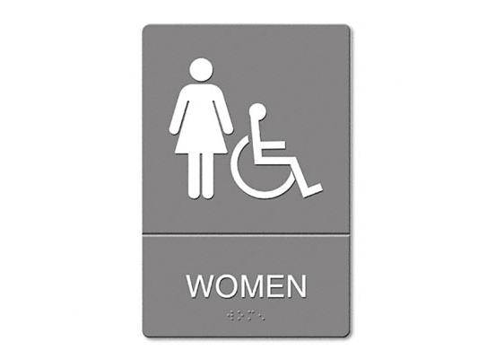 Headline Sign ADA Sign Women Restroom Wheelchair Accessible Symbol Molded
