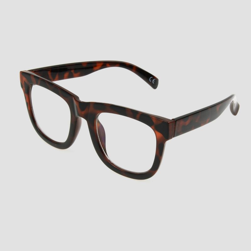 Men's Oversized Tortoise Shell Print Square Blue Light Filtering Glasses - Original Use™ Brown