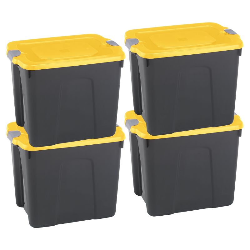 Durabilt22 Gal Storage Totes Set of 4 - Black/Yellow