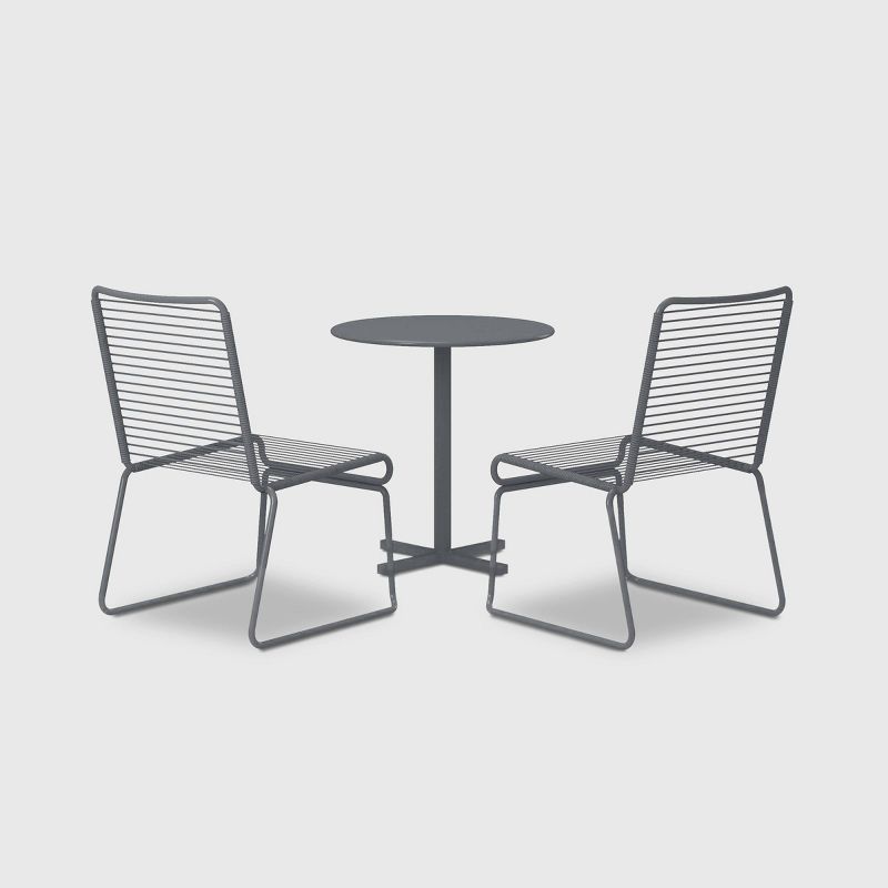 Nyla 3pc Patio Bistro Set - Charcoal Gray - CosmoLiving