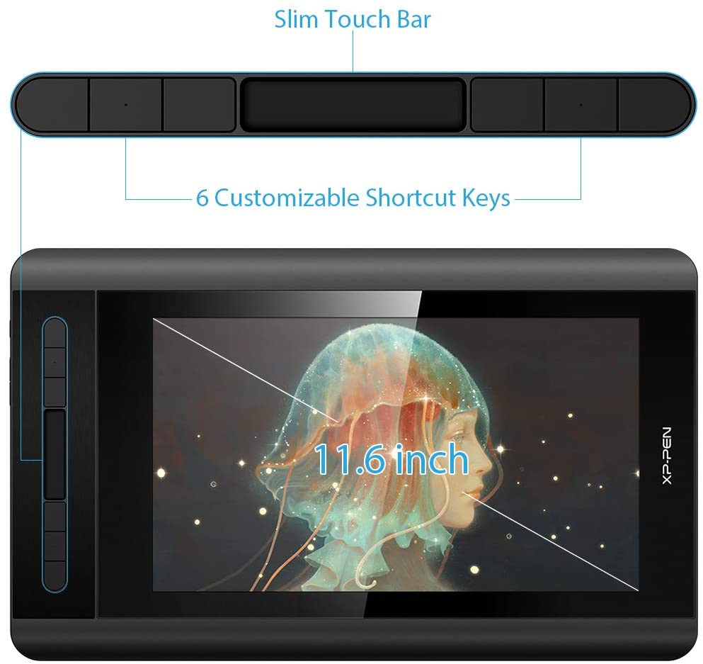 XP-PEN Artist12 11.6 Inch FHD Drawing Monitor Pen Display Graphic Monitor with PN06 Battery-Free Pen Multi-Function Pen Holder and Glove 8192 Pressure Sensitivity