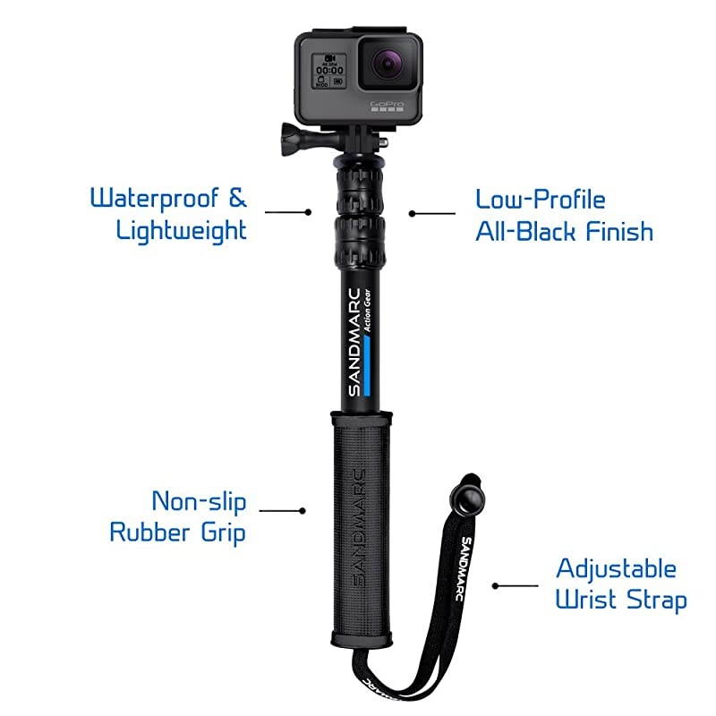 Pole - Compact Edition: 10-25" Waterproof Pole (Selfie Stick) for GoPro Hero 9, 8, Max, 7, 6, 5, 4, Session, 3+, 3, 2, HD & Osmo Action