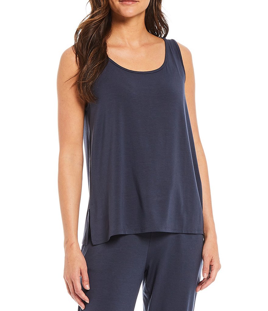 Eileen Fisher Fine Stretch Jersey Knit Scoop Neck Sleeveless Tank