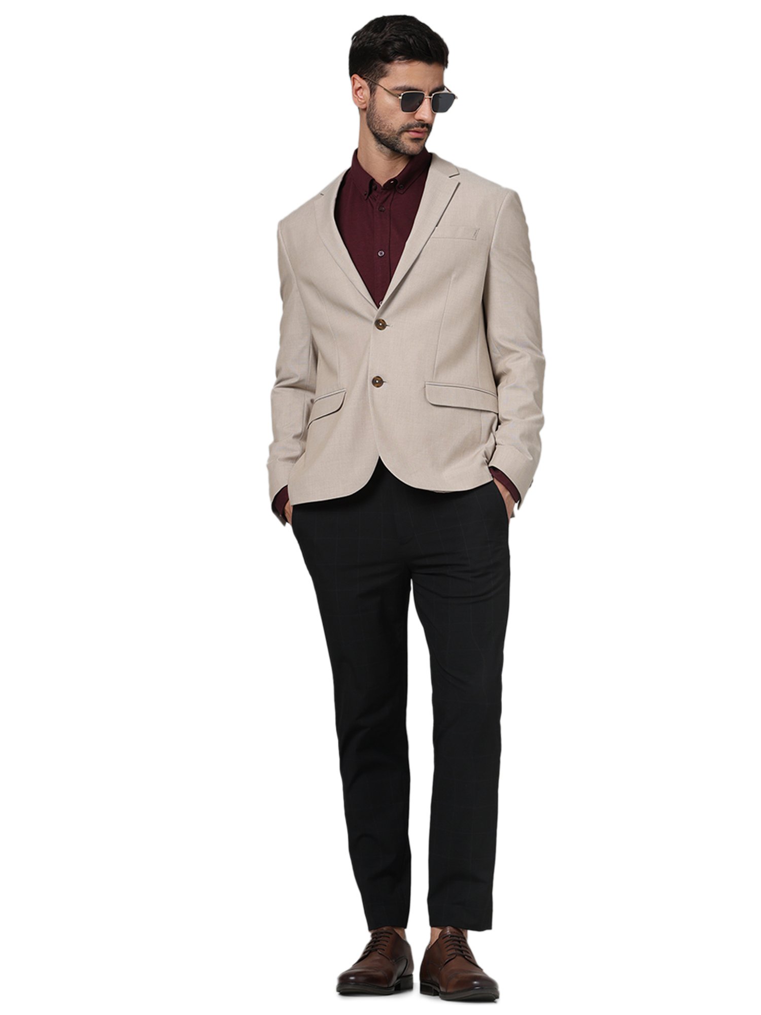 celio* Beige Slim Fit Blazer