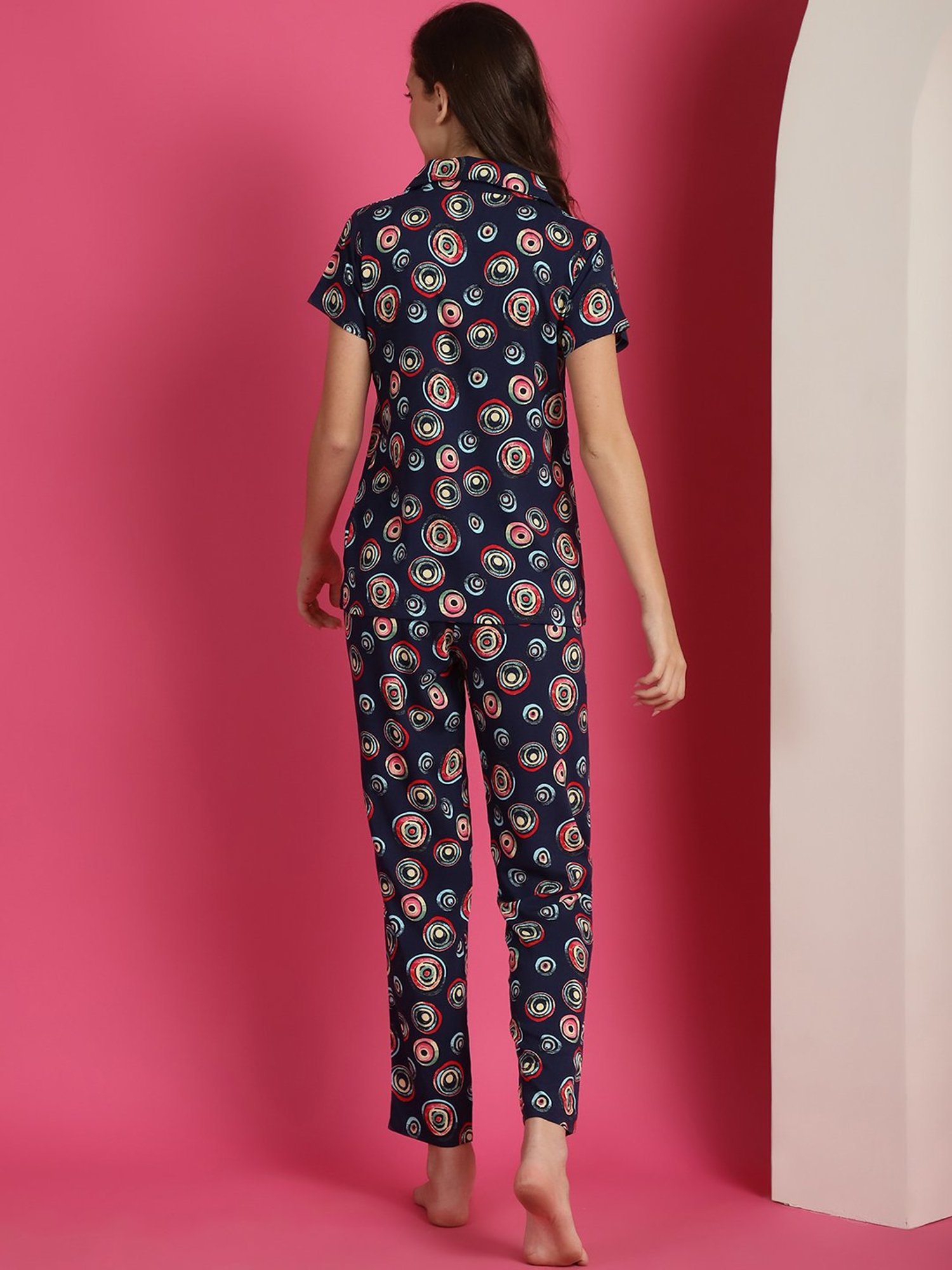 Boston Club Navy Printed Top With Lounge Pants