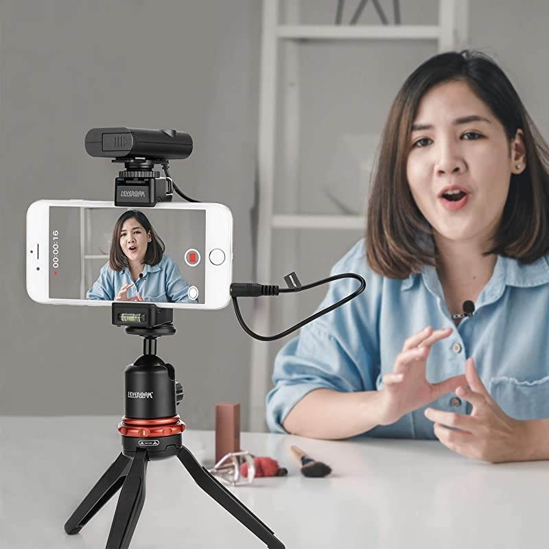 Upgrade 24GHz Wireless Lavalier Lapel Mic Omnidirectional Microphone System Audio Recording with Easy Clip On 35mm Plug for Canon Nikon Sony DSLR Camera Camcorder iPhone Huawei Smartphone