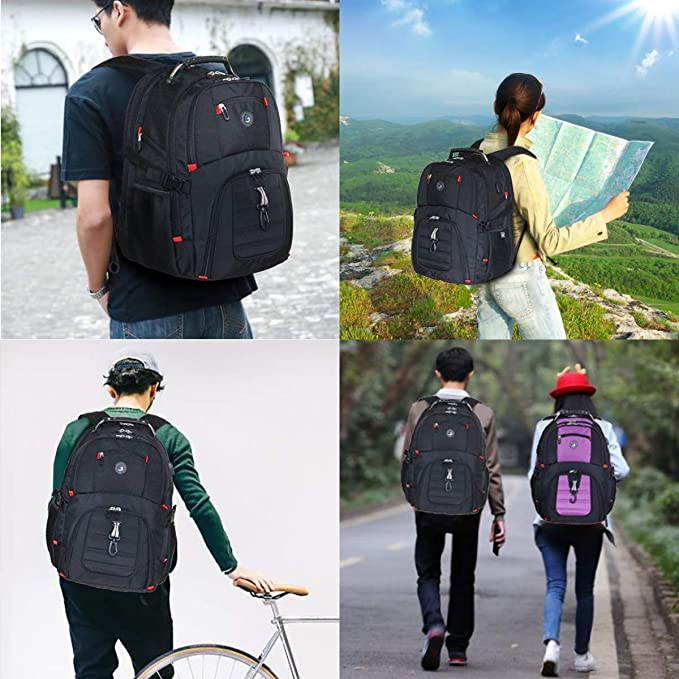 Durable 50L Laptop Backpack Travel Backpack College Bookbag with USB Charging Port fit 17 Inch Laptops for Men Women
