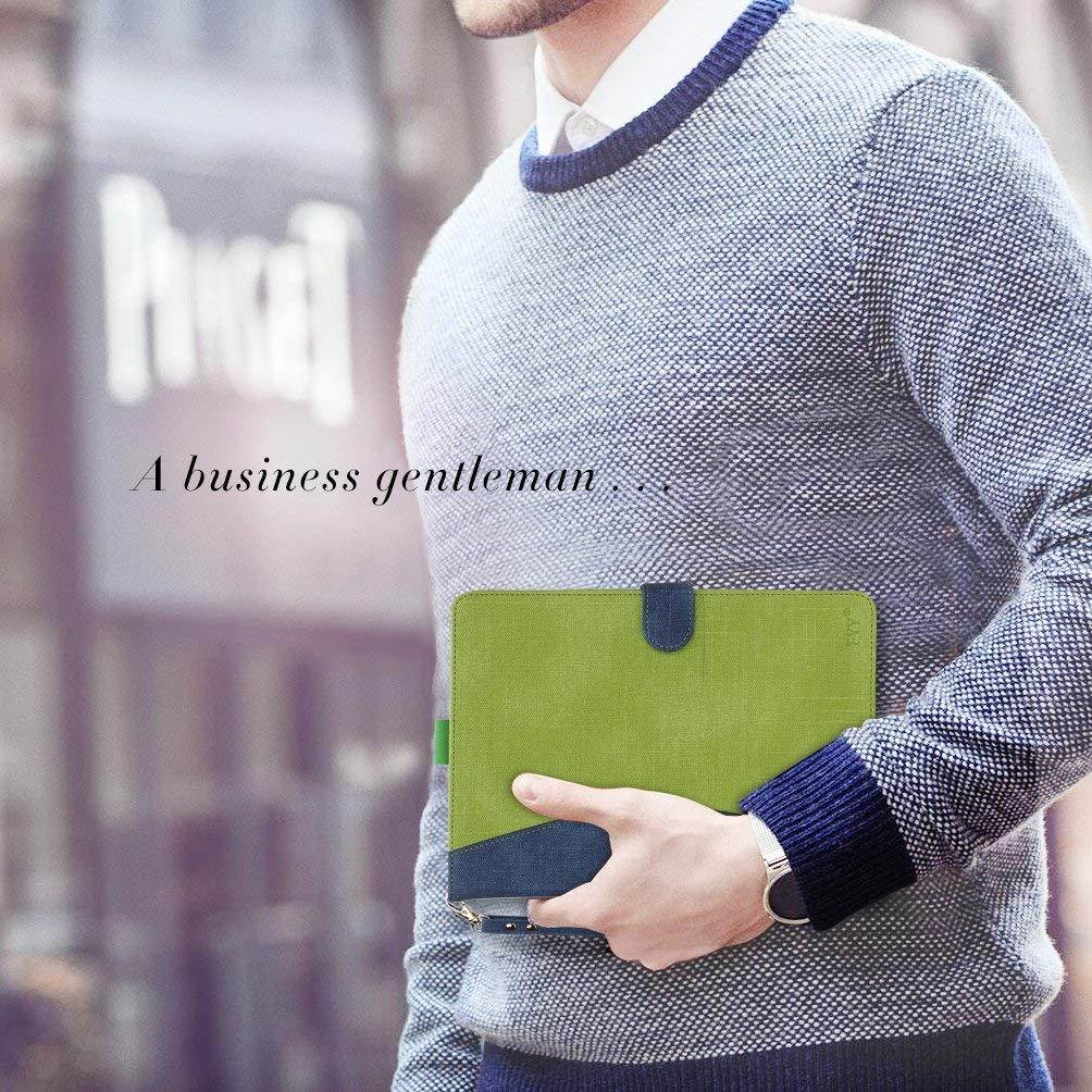 FYY Case for iPad 9.7 2018/2017 - Folio Case Stand Cover with Card Slots,Note Holder,Hand Strap for iPad 9.7 Case 2018/2017/iPad Air 2/iPad Air (with Auto Wake//Sleep Feature) Green+Navy