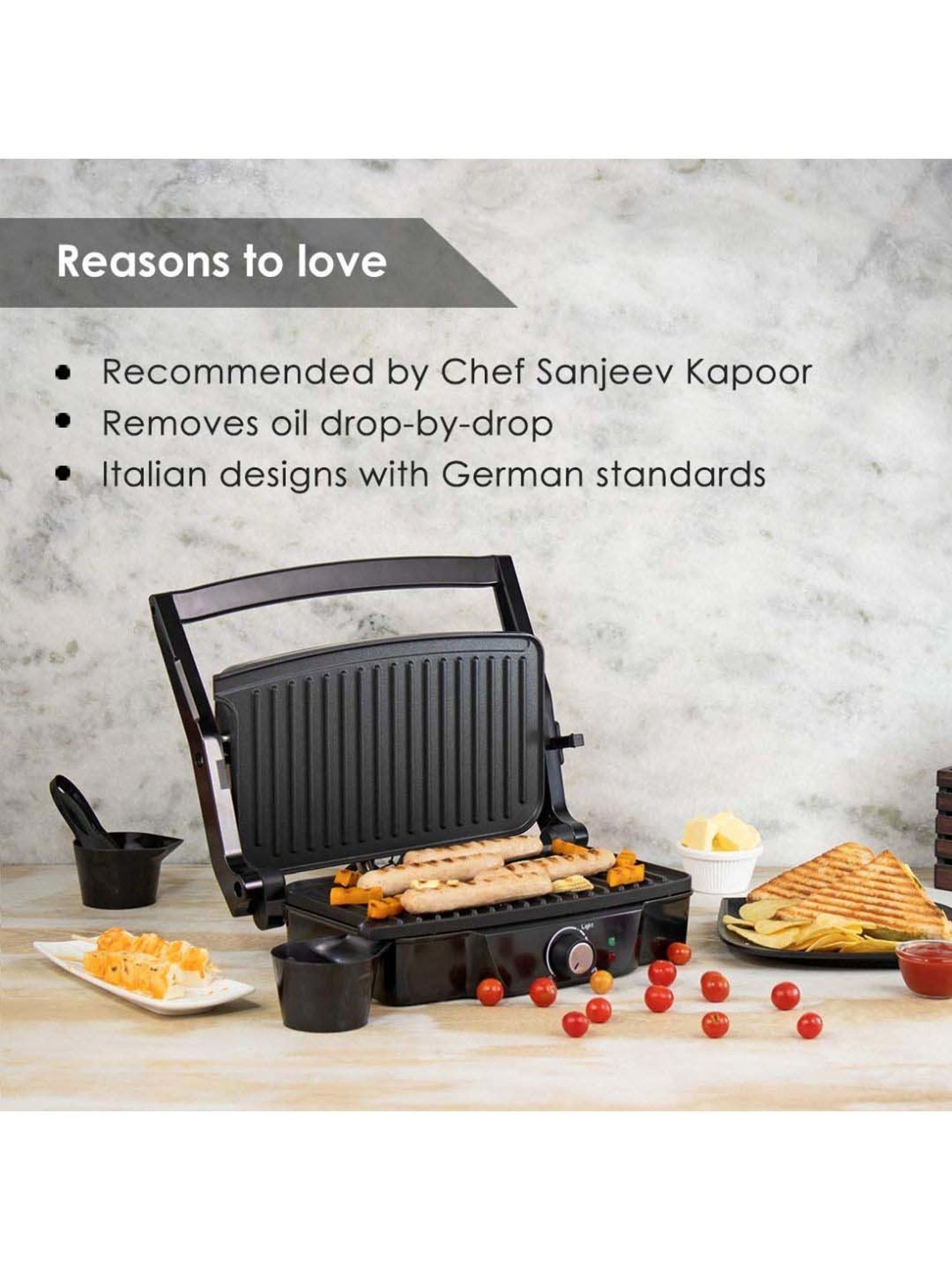 Wonderchef Sanjeev Kapoor Tandoor 3-in-1 Contact Grill & Sandwich Maker (1500W,Black & Silver)