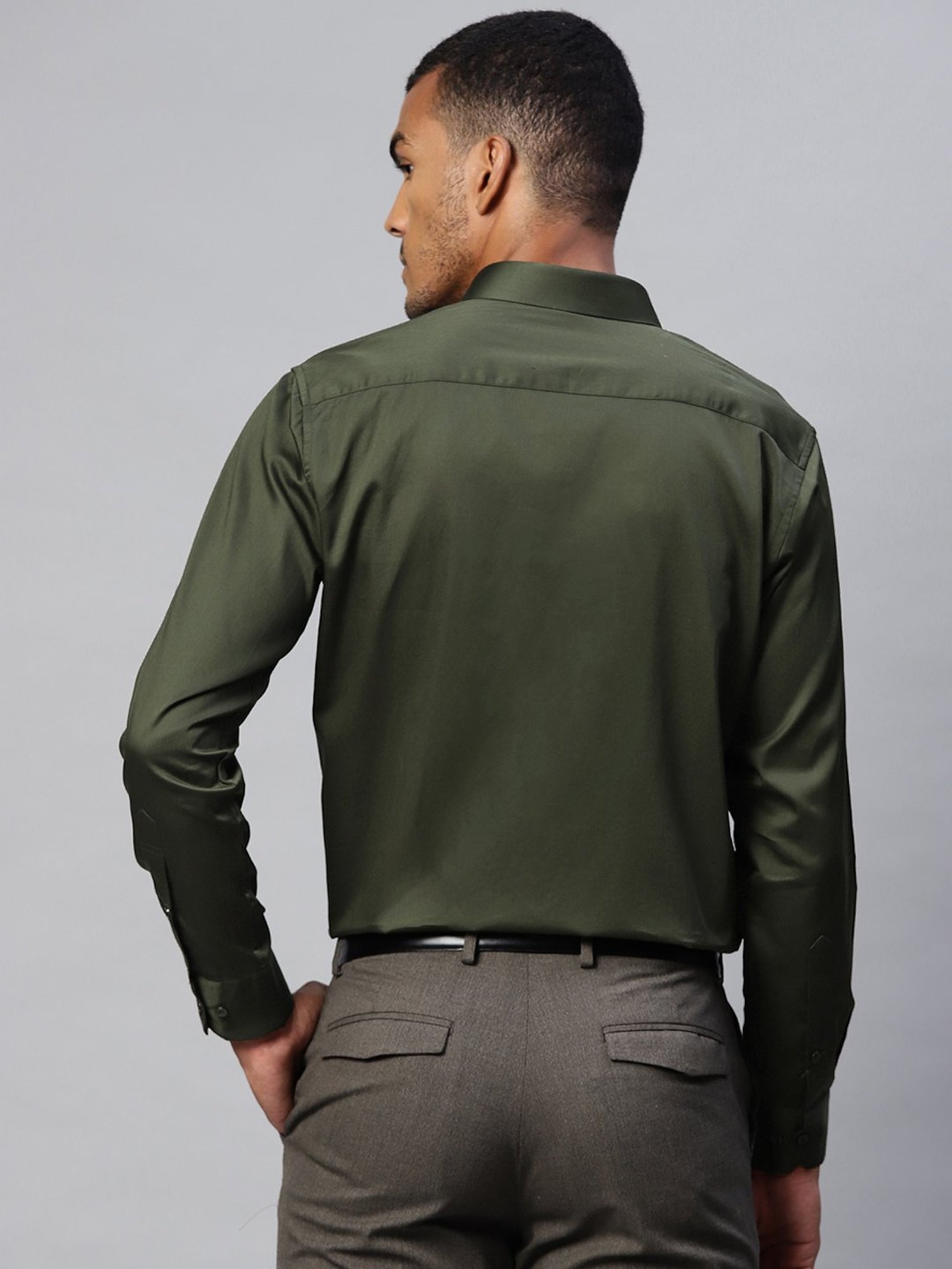 ManQ Olive Slim Fit Shirt