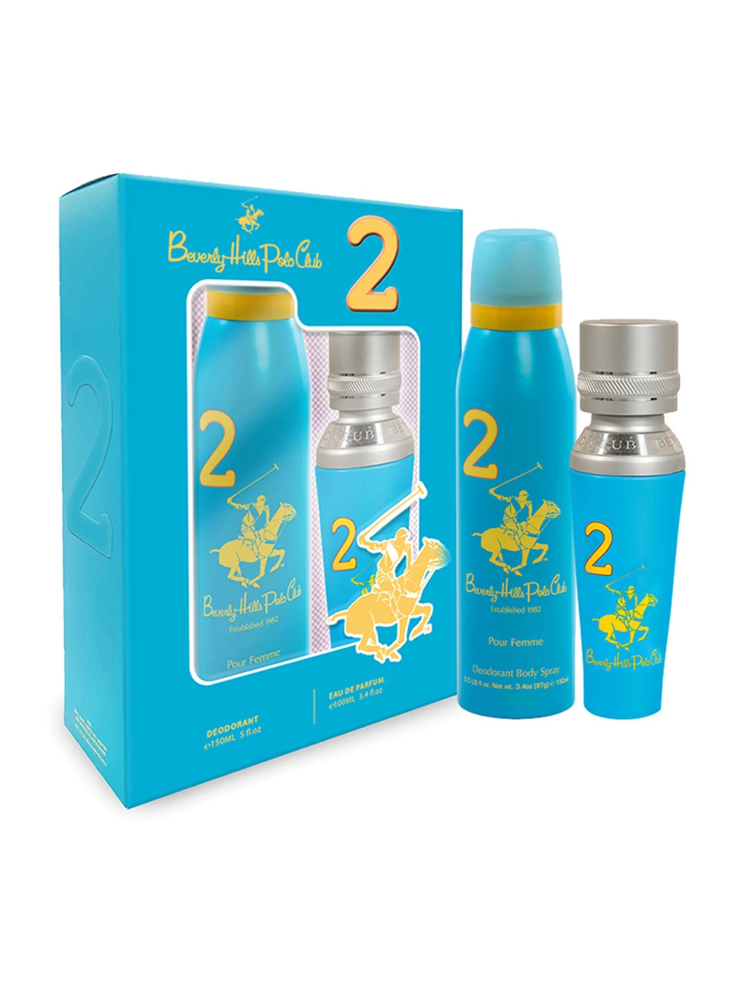 Beverly Hills Polo Club No.2 Gift Set for Women with Eau De Parfum & Deodorant Spray