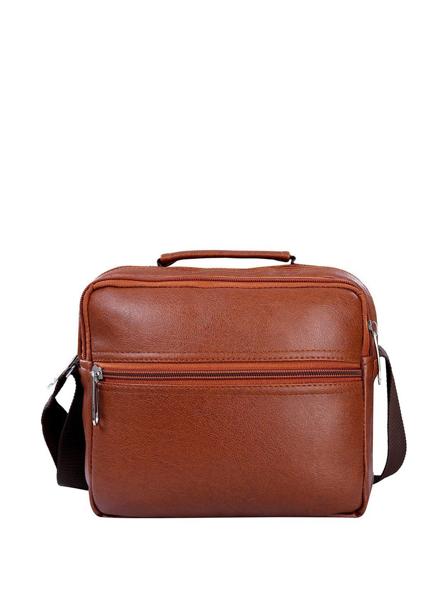 Leather World Tan Solid Medium Cross Body Bag