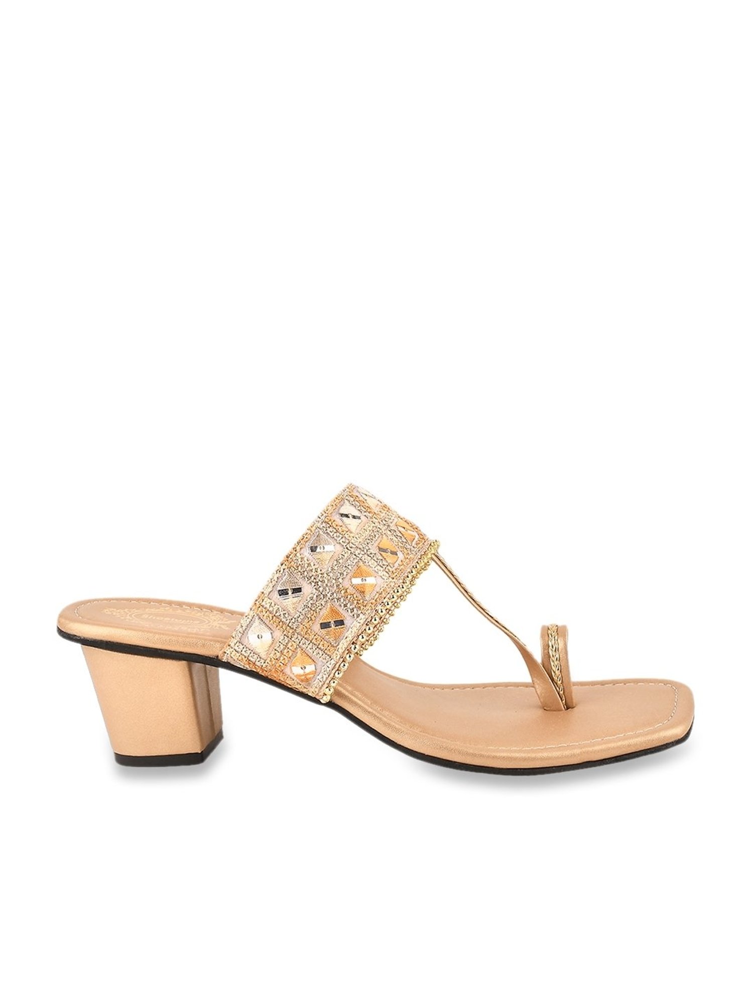 Shoetopia Women's Golden Toe Ring Sandals