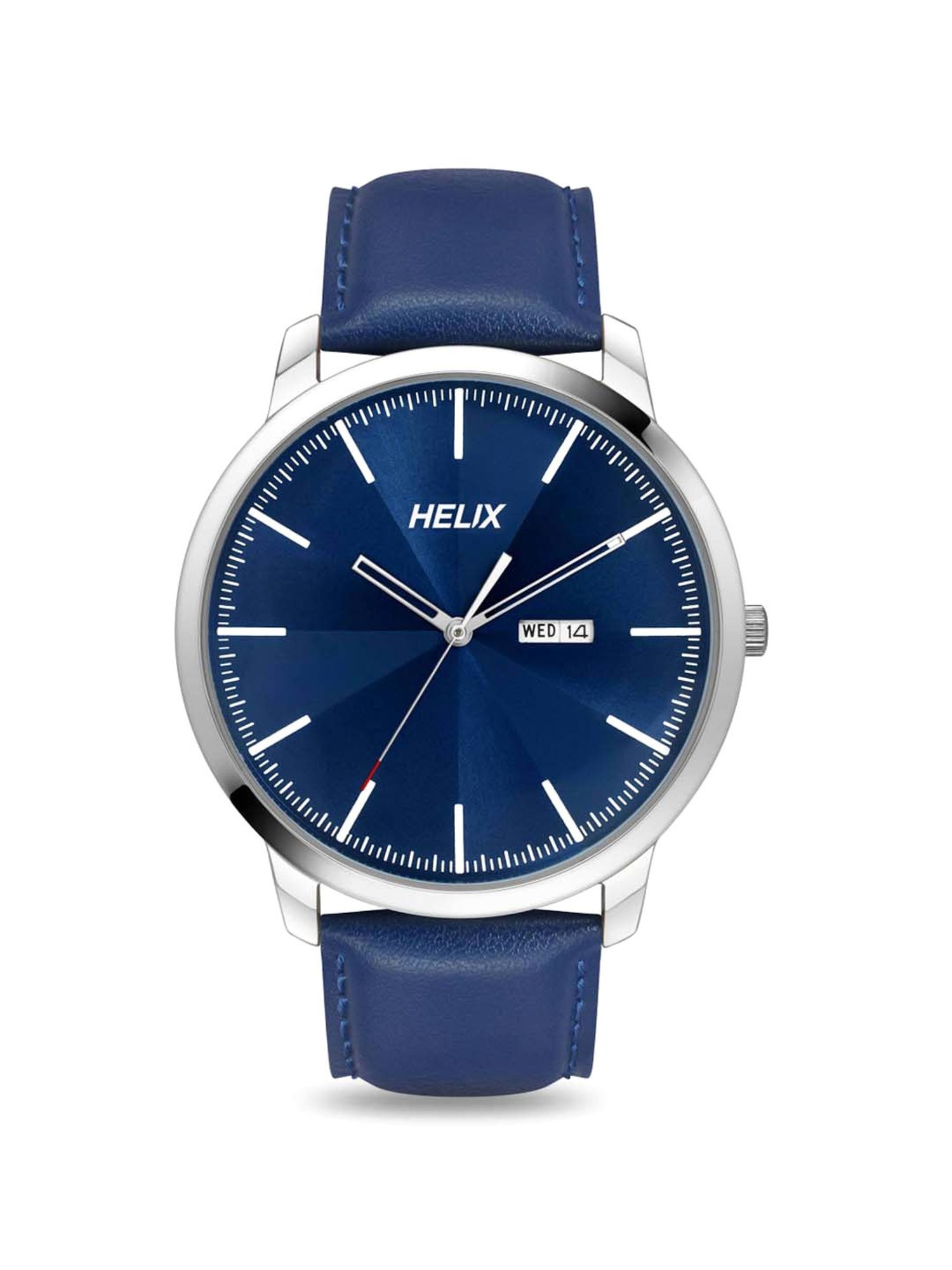 Helix By Timex Blue Round Dial Analog Leather Men Watch - TW039HG13