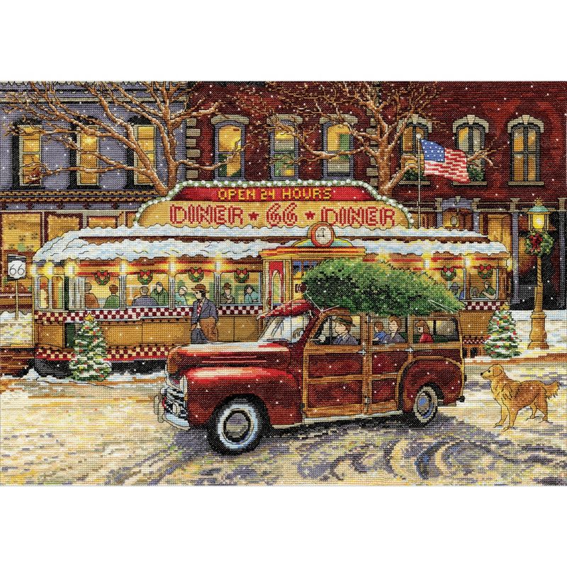 Design Works Counted Cross Stitch Kit 14"X20"-Route 66 Christmas (14 Count)