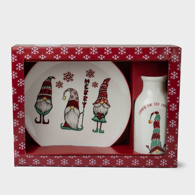 2pc Ceramic Gnome Milk and Cookies Set - Peppermint & Pine