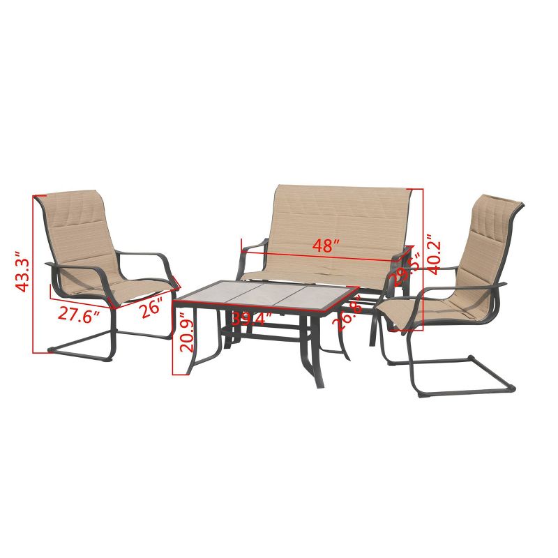4pc Conversation Steel Patio Seating Sets Cream - Lokatse