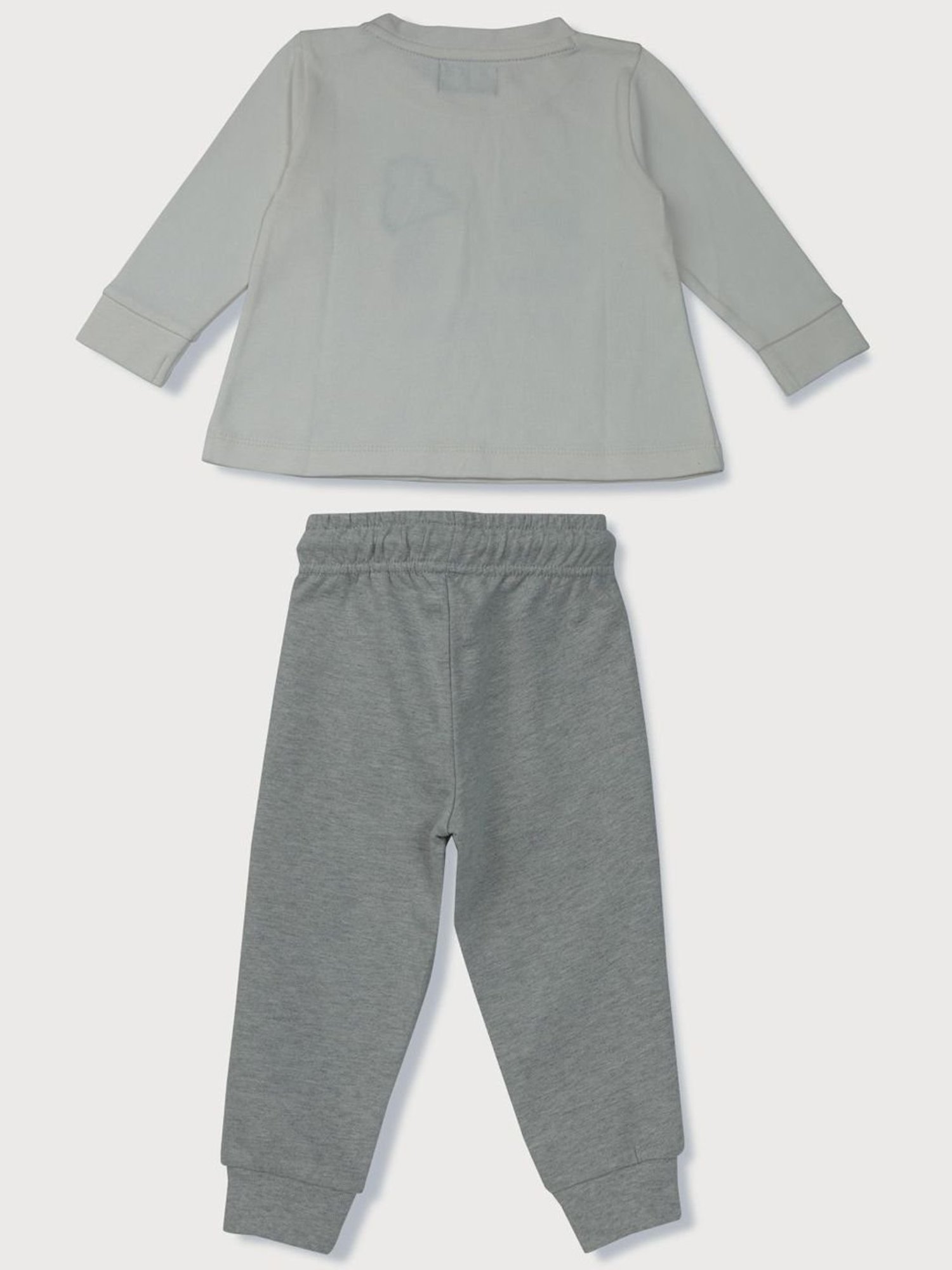 GJ baby Kids White & Grey Cotton Applique Full Sleeves T-Shirt Set
